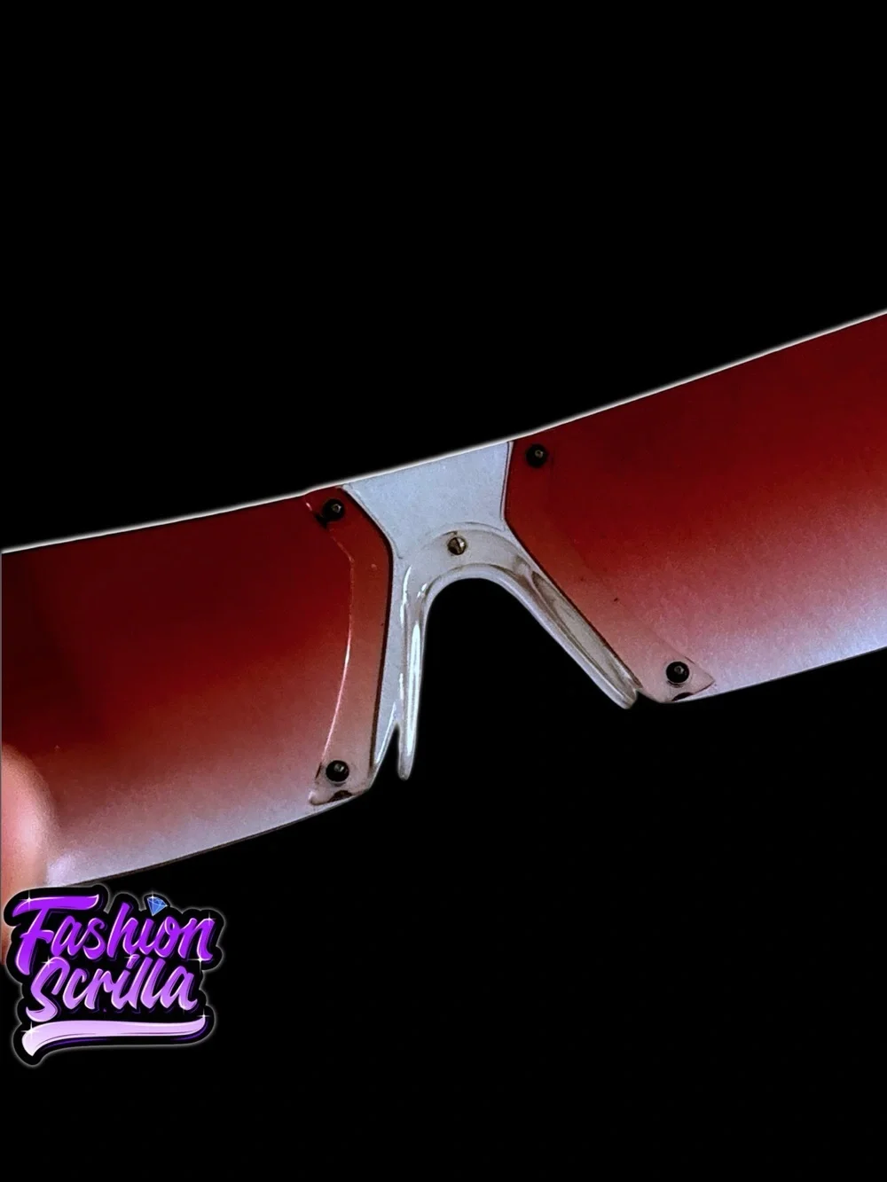 Vintage Chanel 2000s Rimless Wrap Around Y2K Neon Shield Translucent Sunglasses